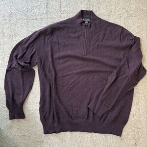 Brooks Brothers Men's Dark Purple Cotton Cashmere Zip-Up Sweater